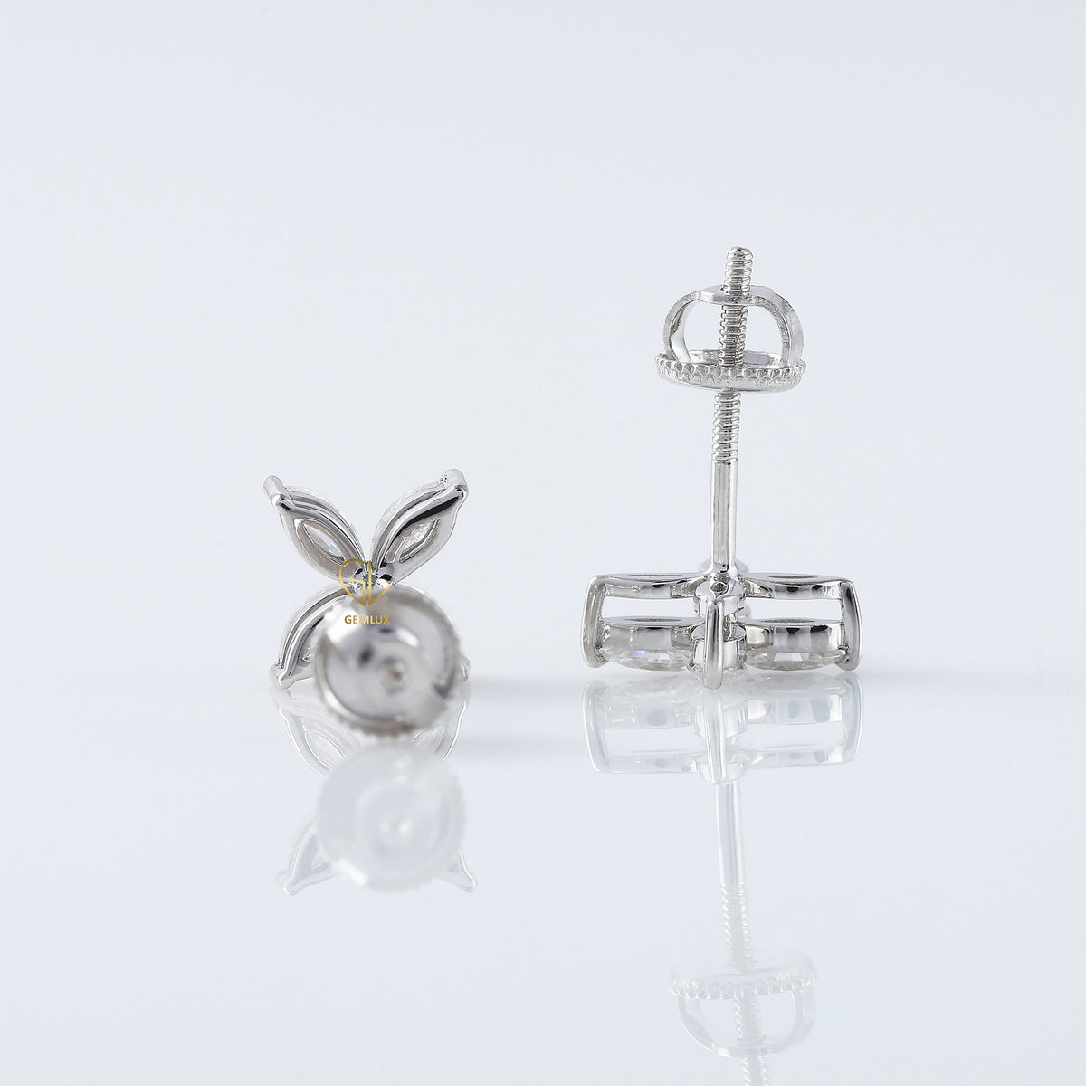 Four Stone Marquise Cut Lab Grown Flower Stud Earrings