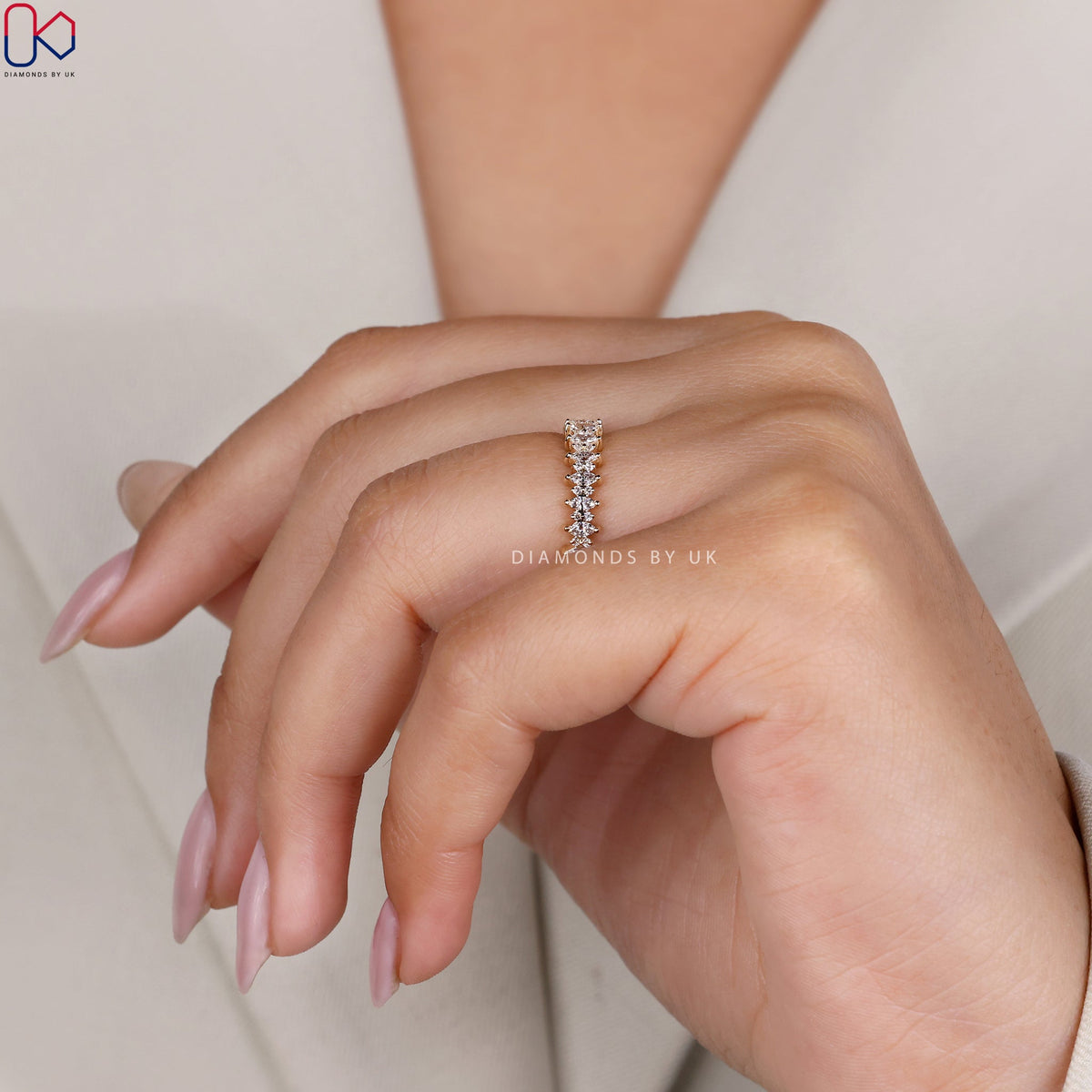 Half Eternity Round And Marquise Wedding Band