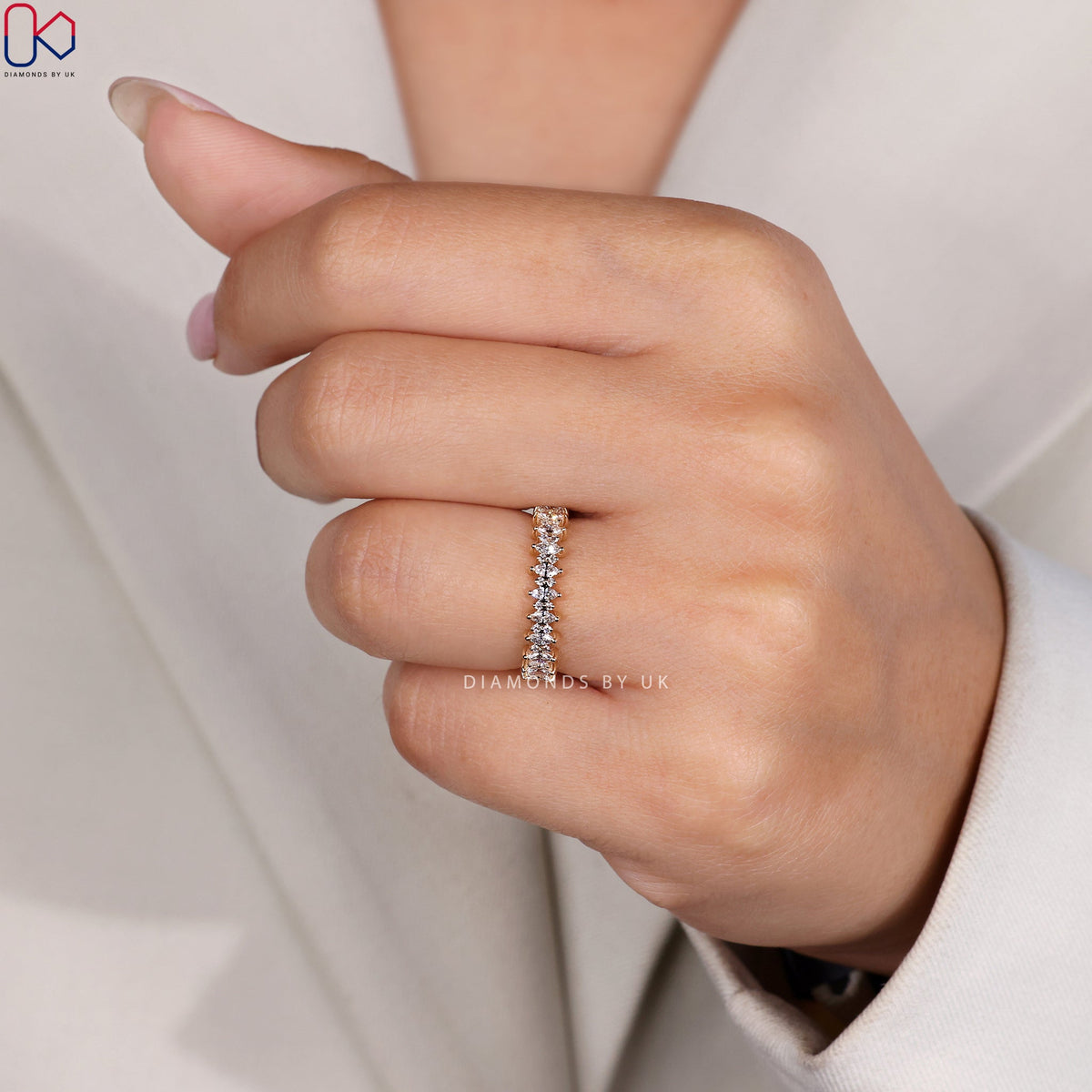 Half Eternity Round And Marquise Wedding Band