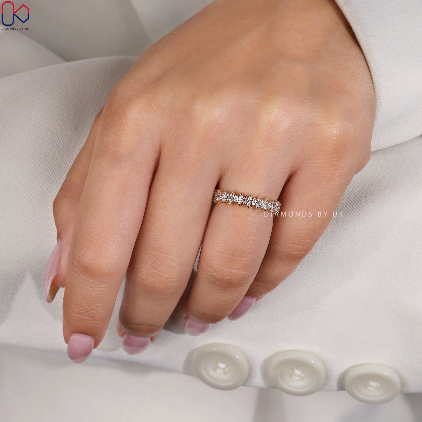 Half Eternity Round And Marquise Wedding Band
