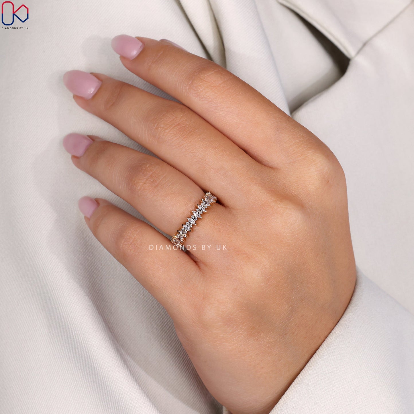 Half Eternity Round And Marquise Wedding Band