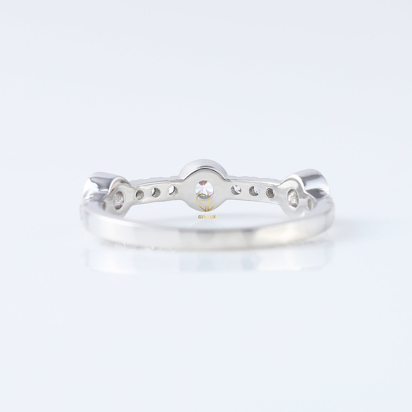 Three Stone Bubble Style Round Lab Grown Bezel Set Eternity Band