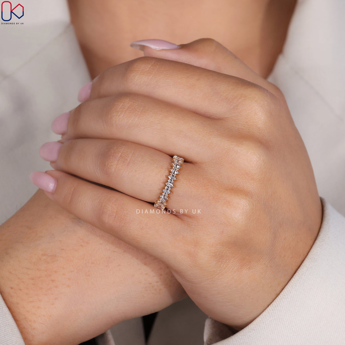 Half Eternity Round And Marquise Wedding Band