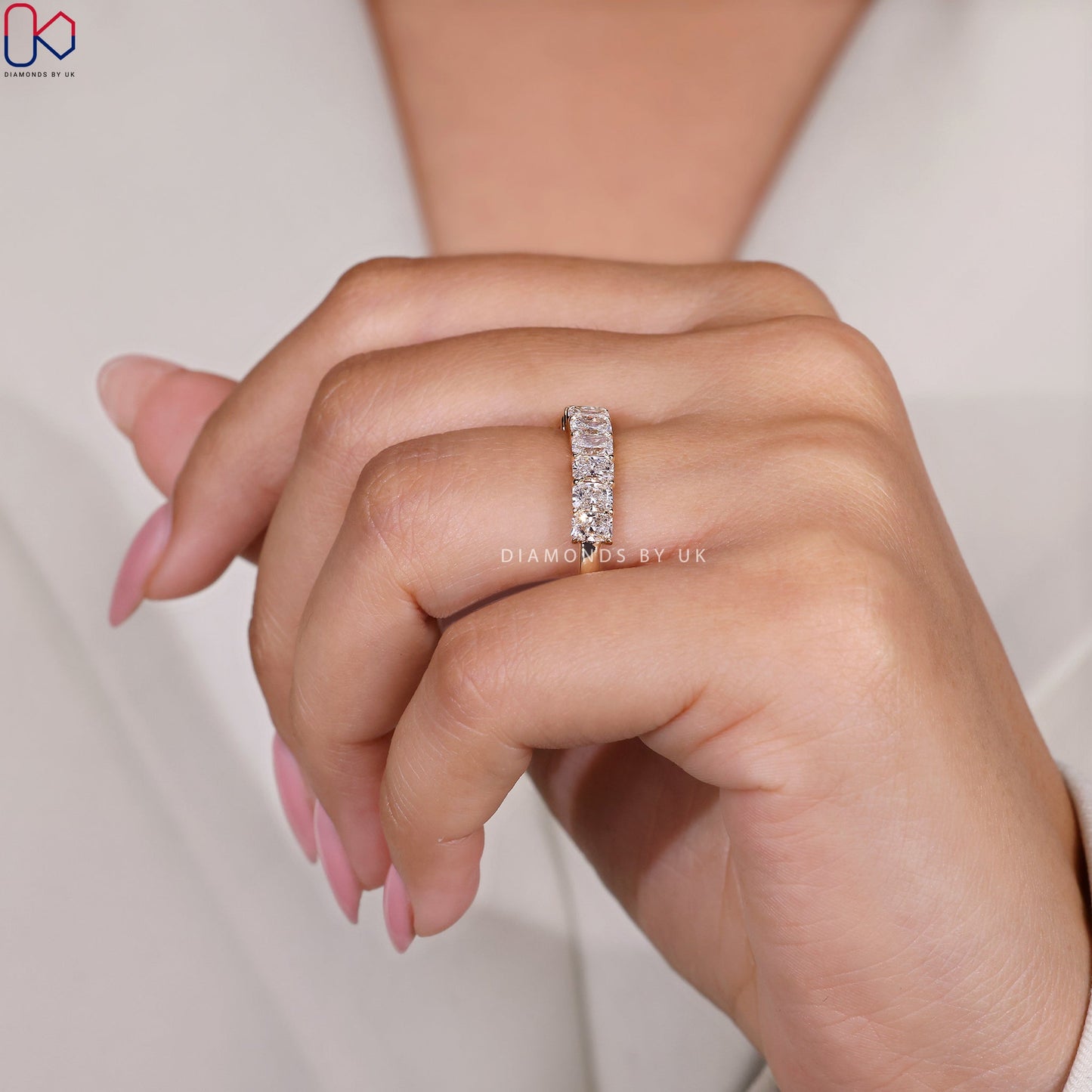 Half Eternity Radiant Cut Diamond Band