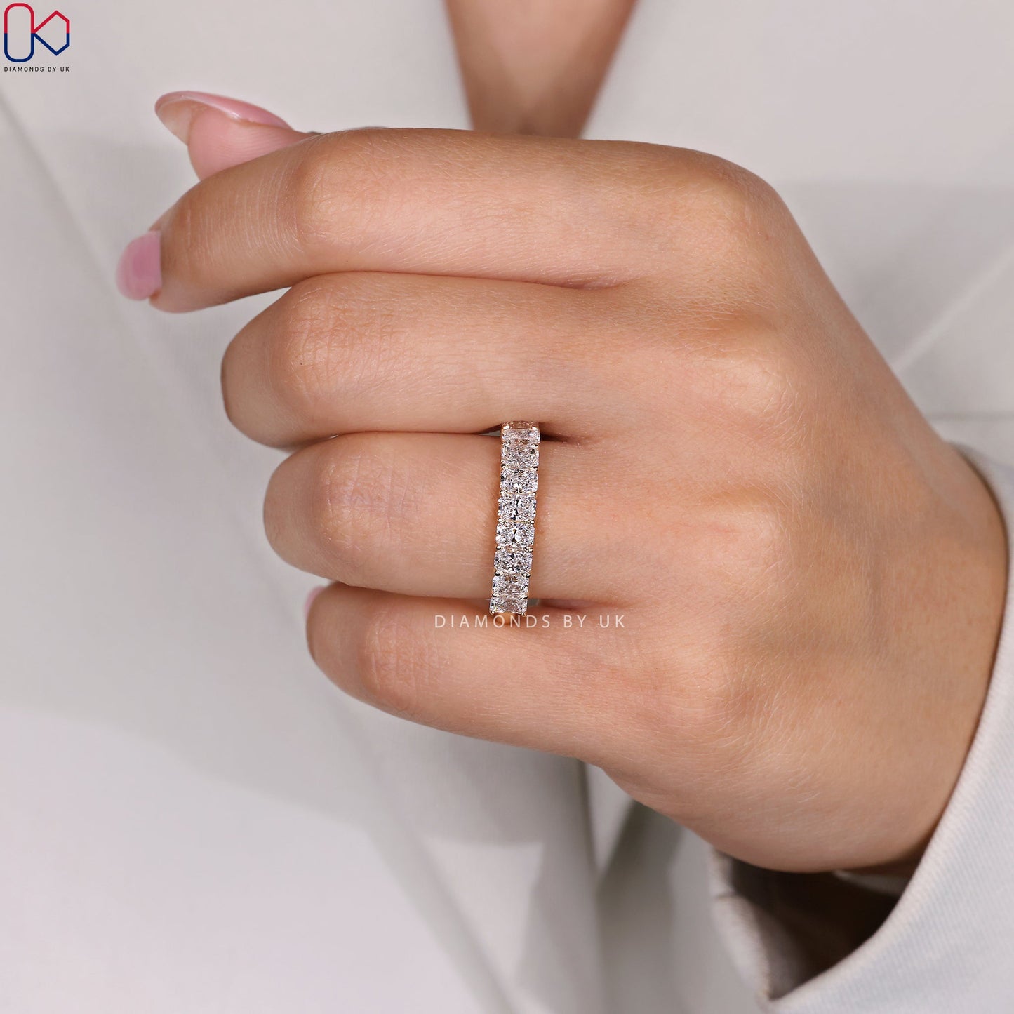 Half Eternity Radiant Cut Diamond Band