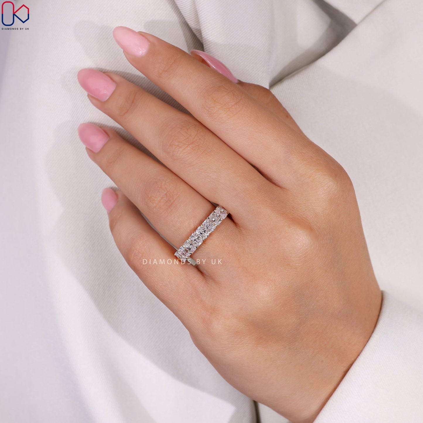 Half Eternity Radiant Cut Diamond Band