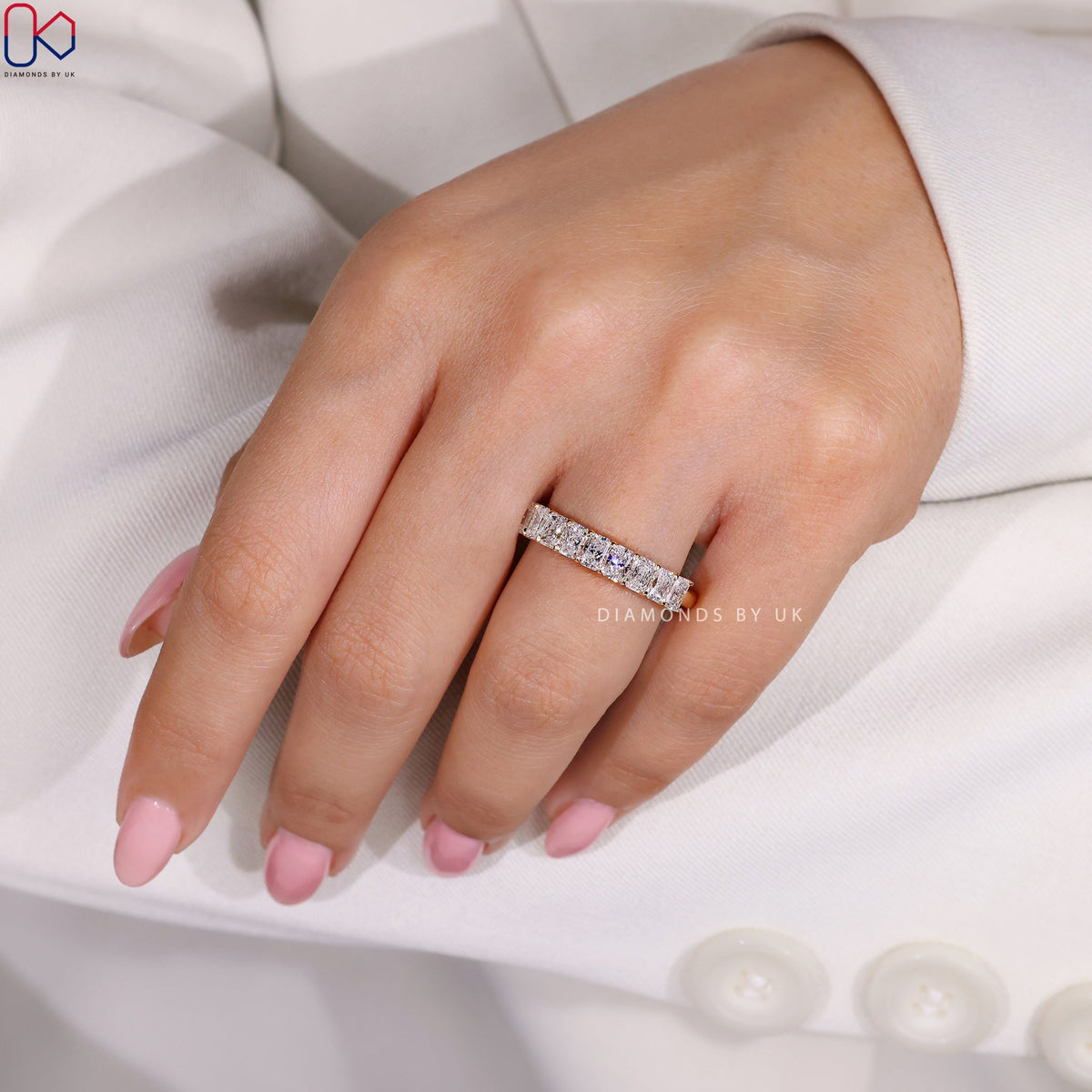 Half Eternity Radiant Cut Diamond Band