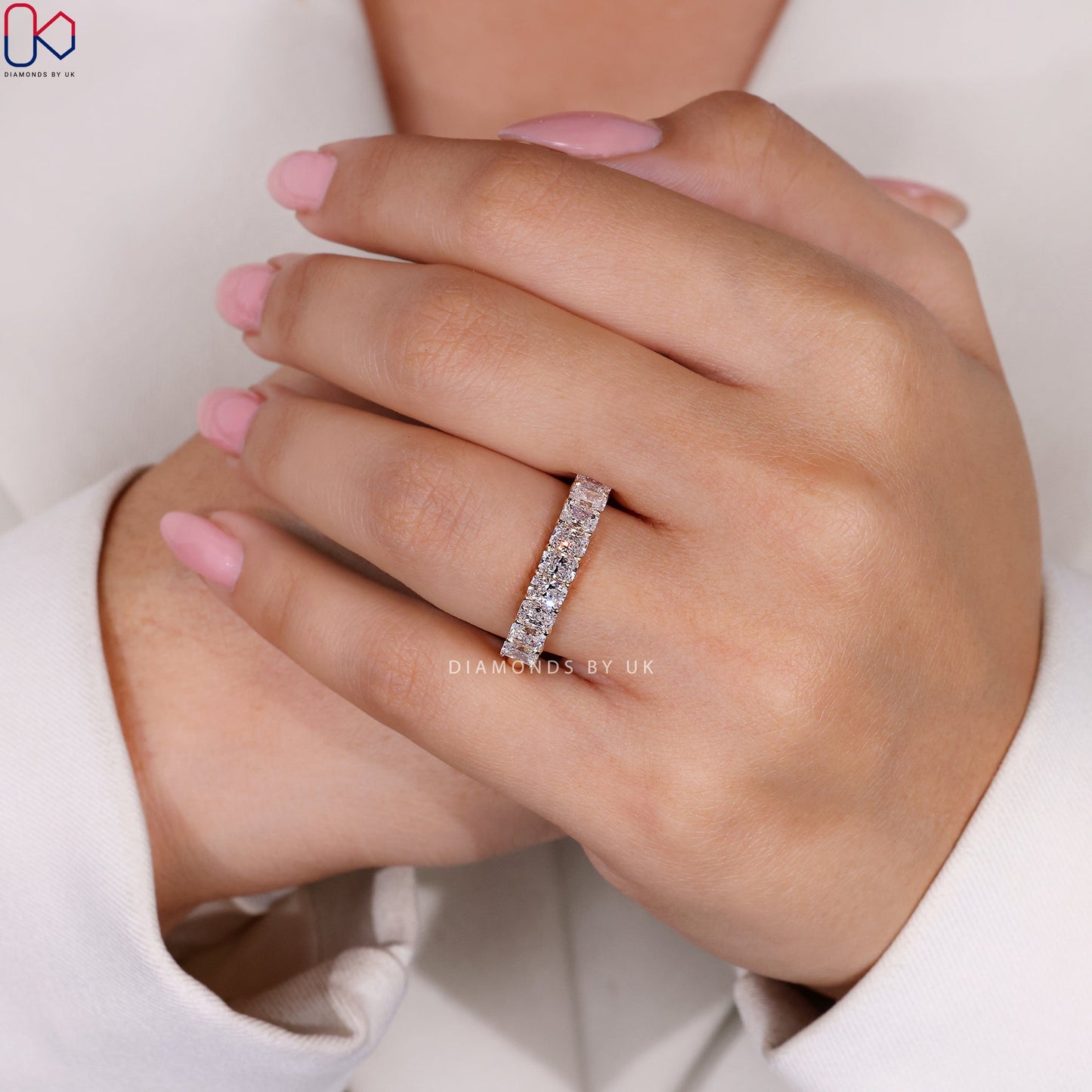 Half Eternity Radiant Cut Diamond Band