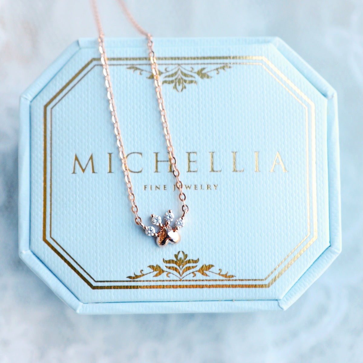 [Beans] Dog & Cat Paw Diamond Necklace