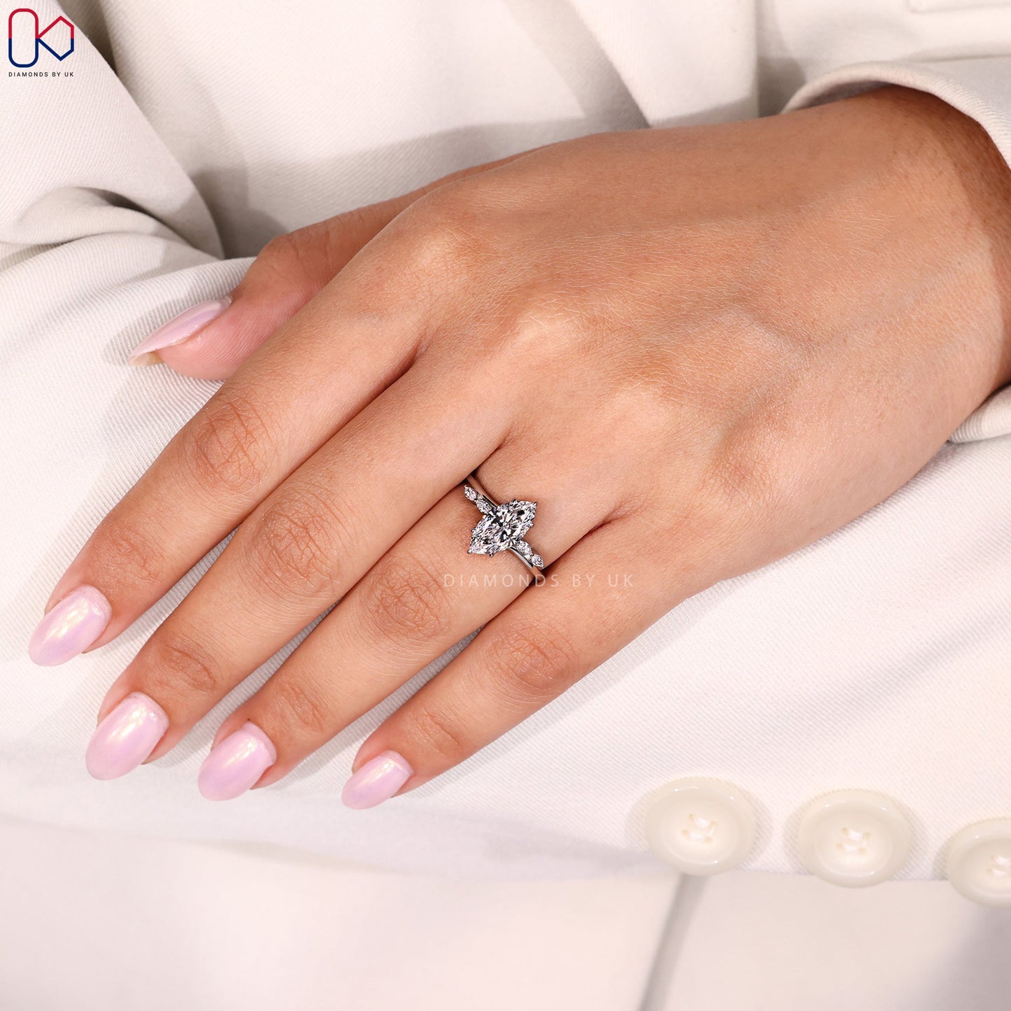 Hidden Halo Marquise Cut Engagement Ring
