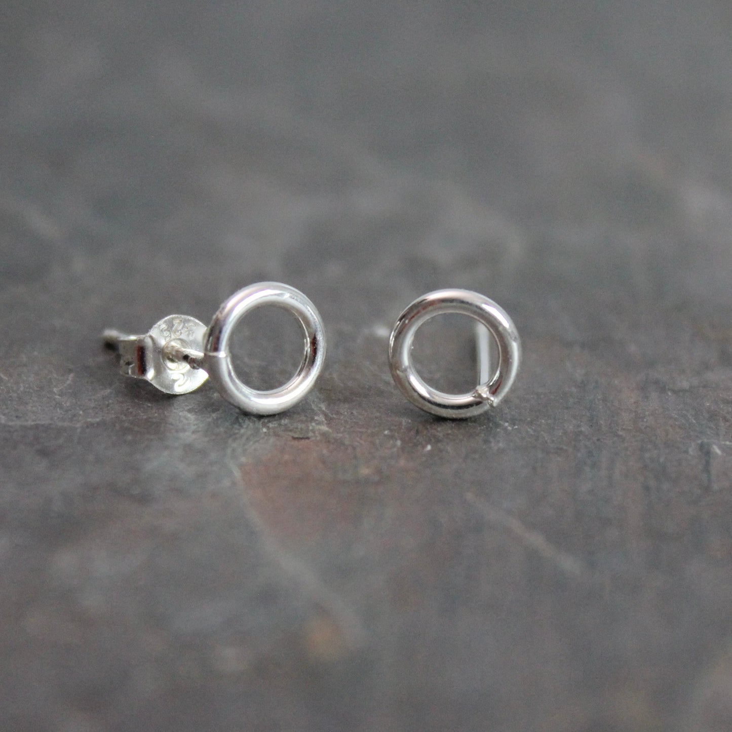 Tiny Sterling Silver Circle Stud Earrings | Handmade Jewelry