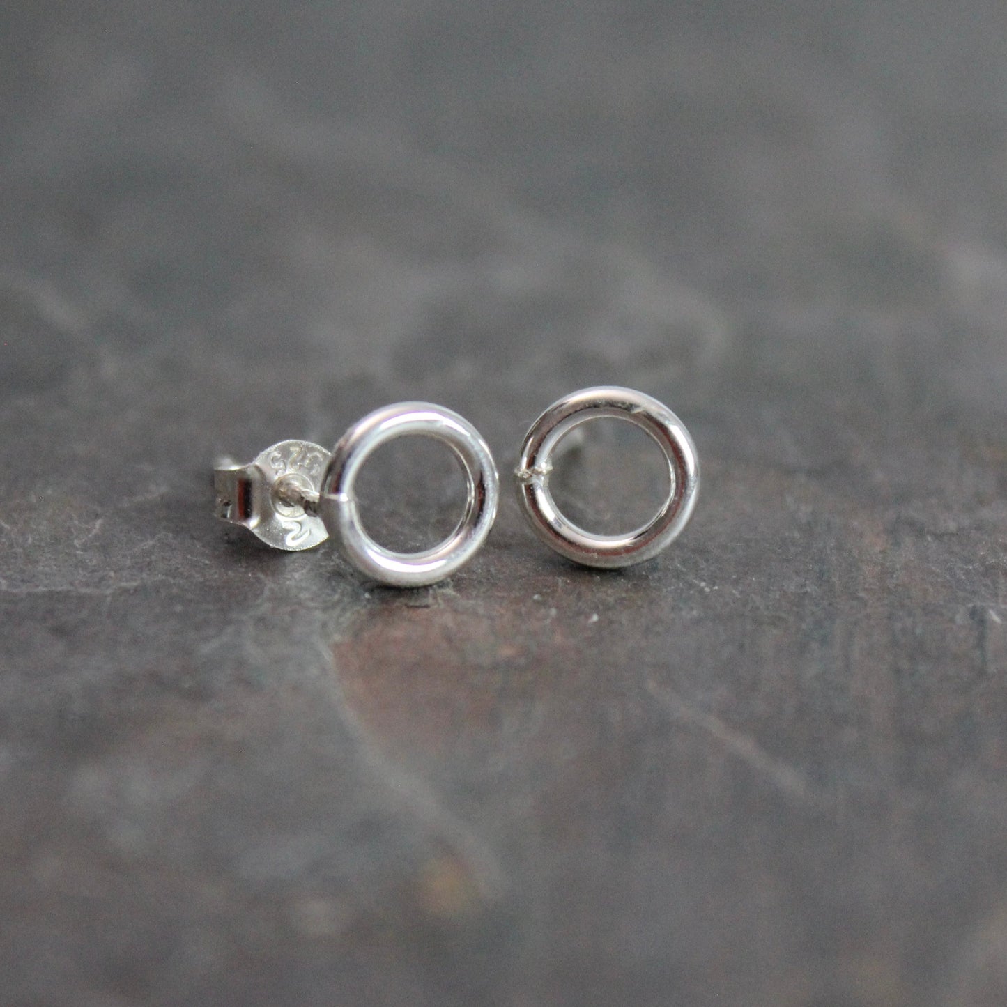 Tiny Sterling Silver Circle Stud Earrings | Handmade Jewelry