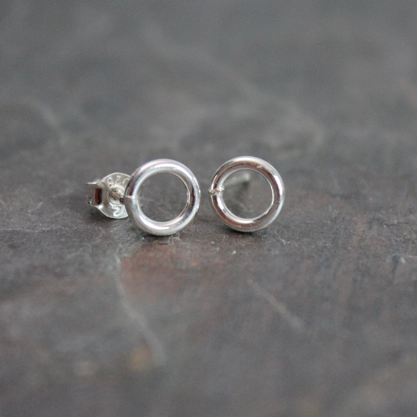 Tiny Sterling Silver Circle Stud Earrings | Handmade Jewelry