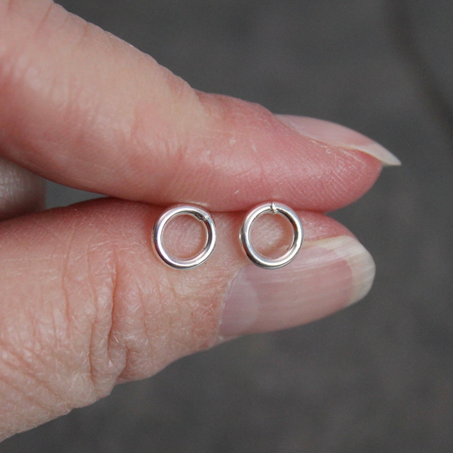 Tiny Sterling Silver Circle Stud Earrings | Handmade Jewelry