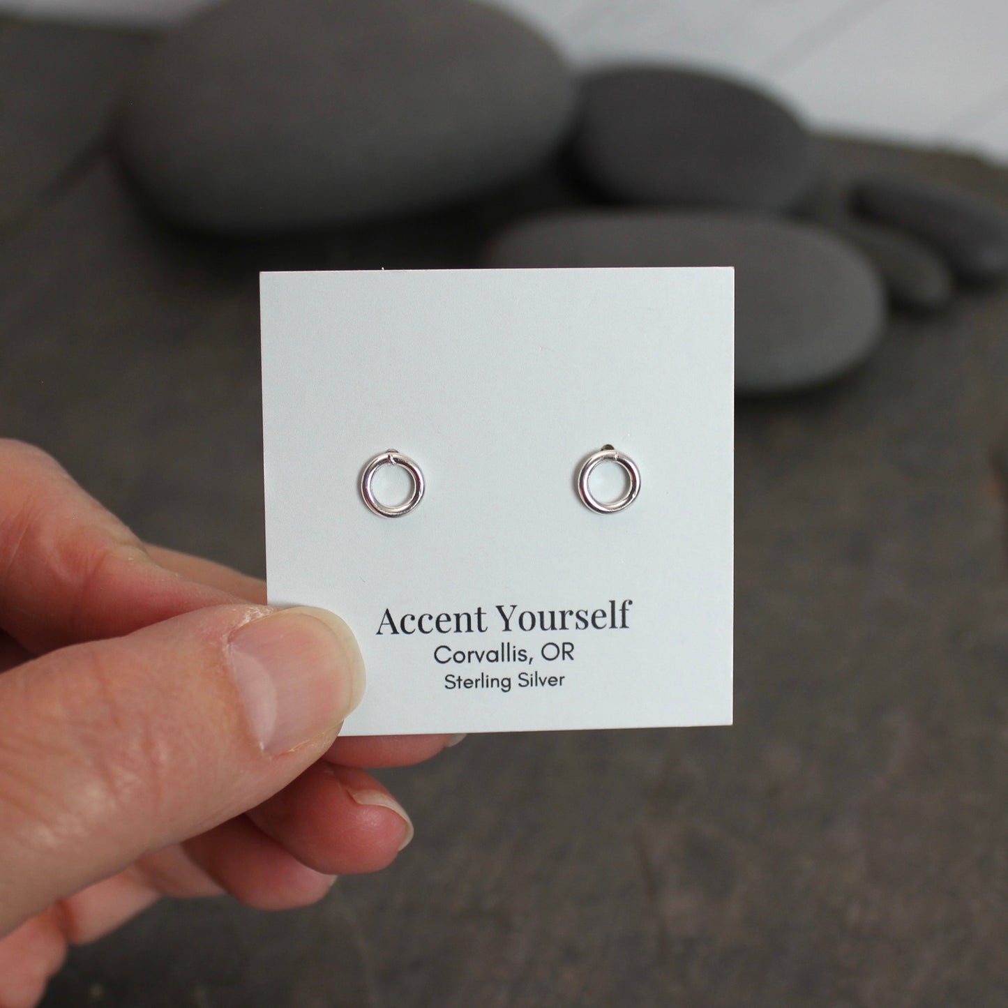 Tiny Sterling Silver Circle Stud Earrings | Handmade Jewelry