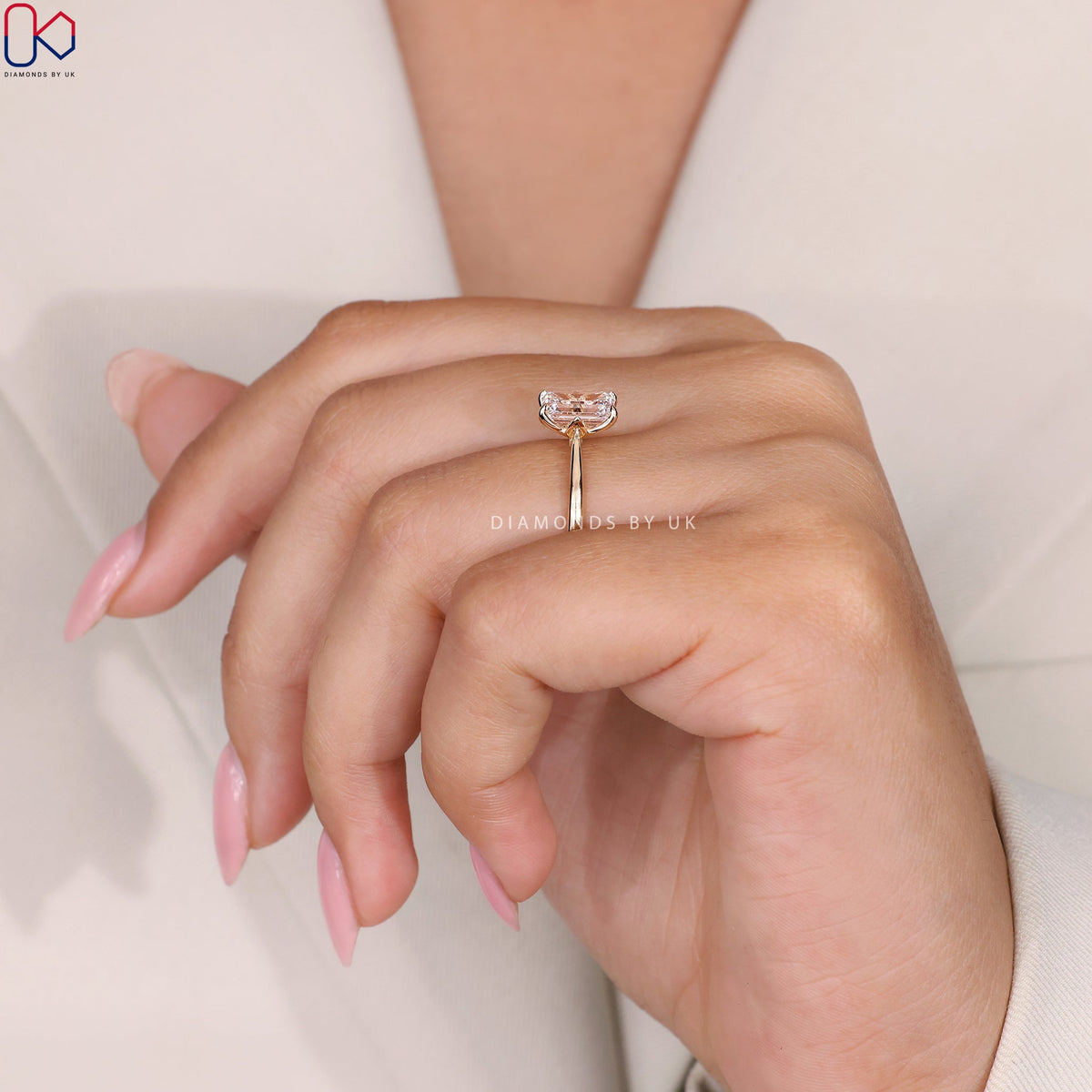Emerald Cut Solitaire Diamond Ring
