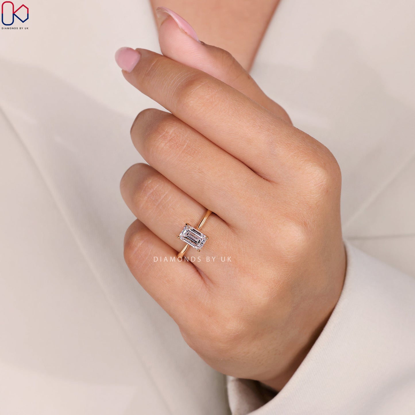 Emerald Cut Solitaire Diamond Ring
