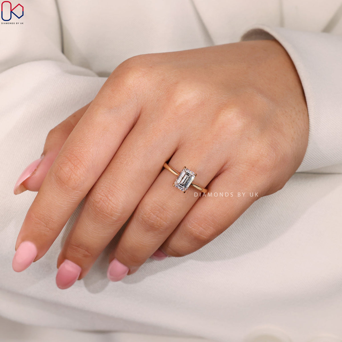 Emerald Cut Solitaire Diamond Ring