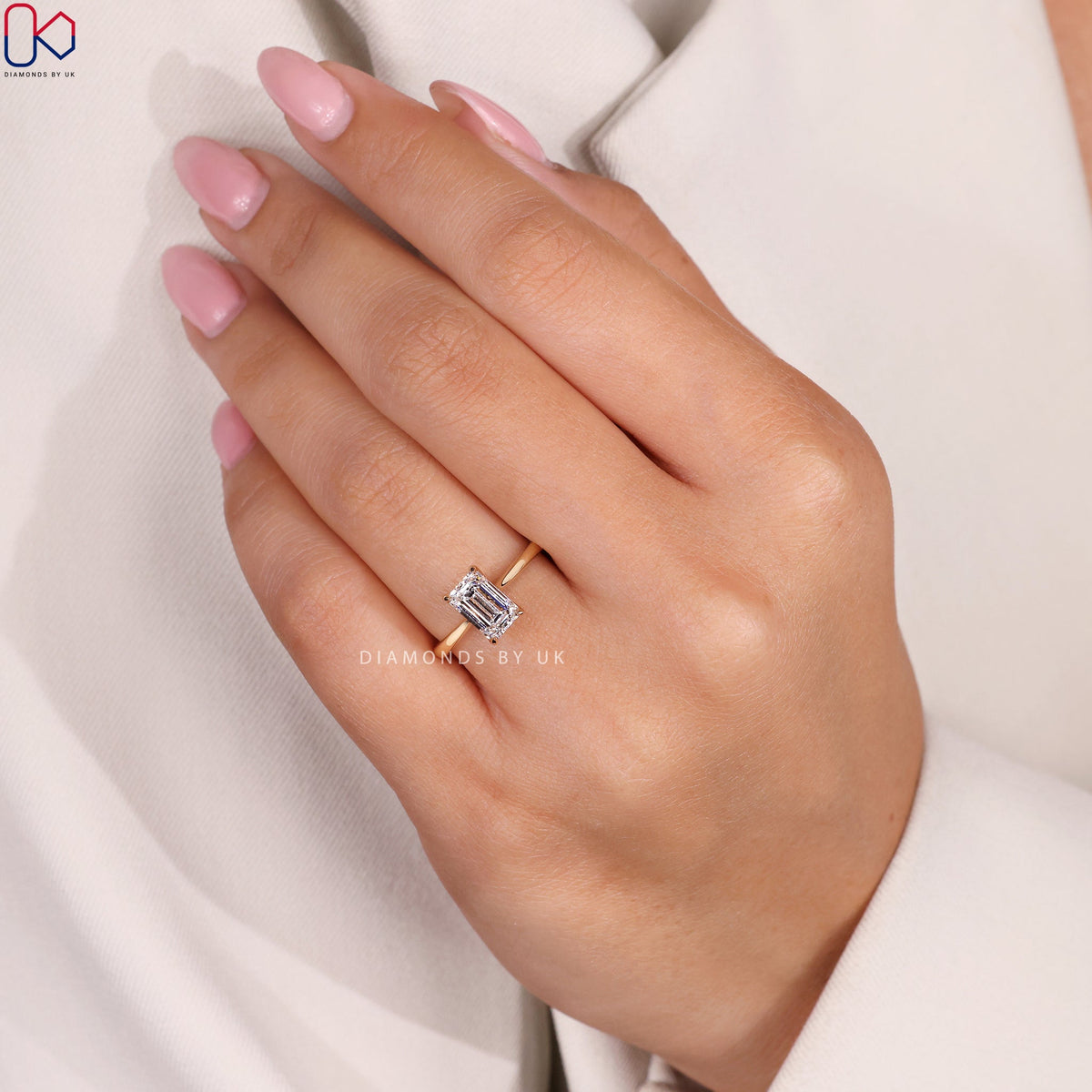 Emerald Cut Solitaire Diamond Ring