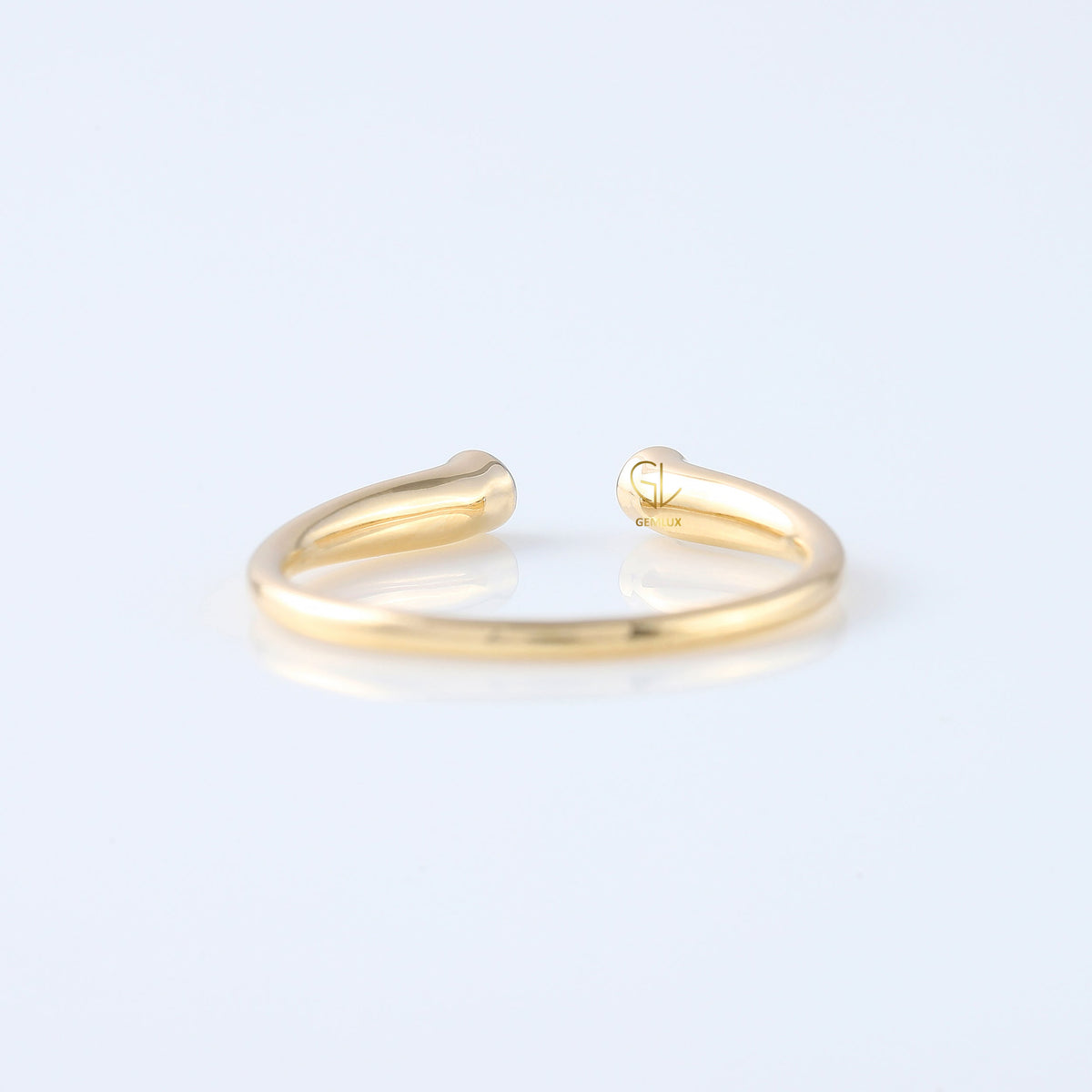 Open Cuff Two Stone Bezel Set Thin Stackable Band