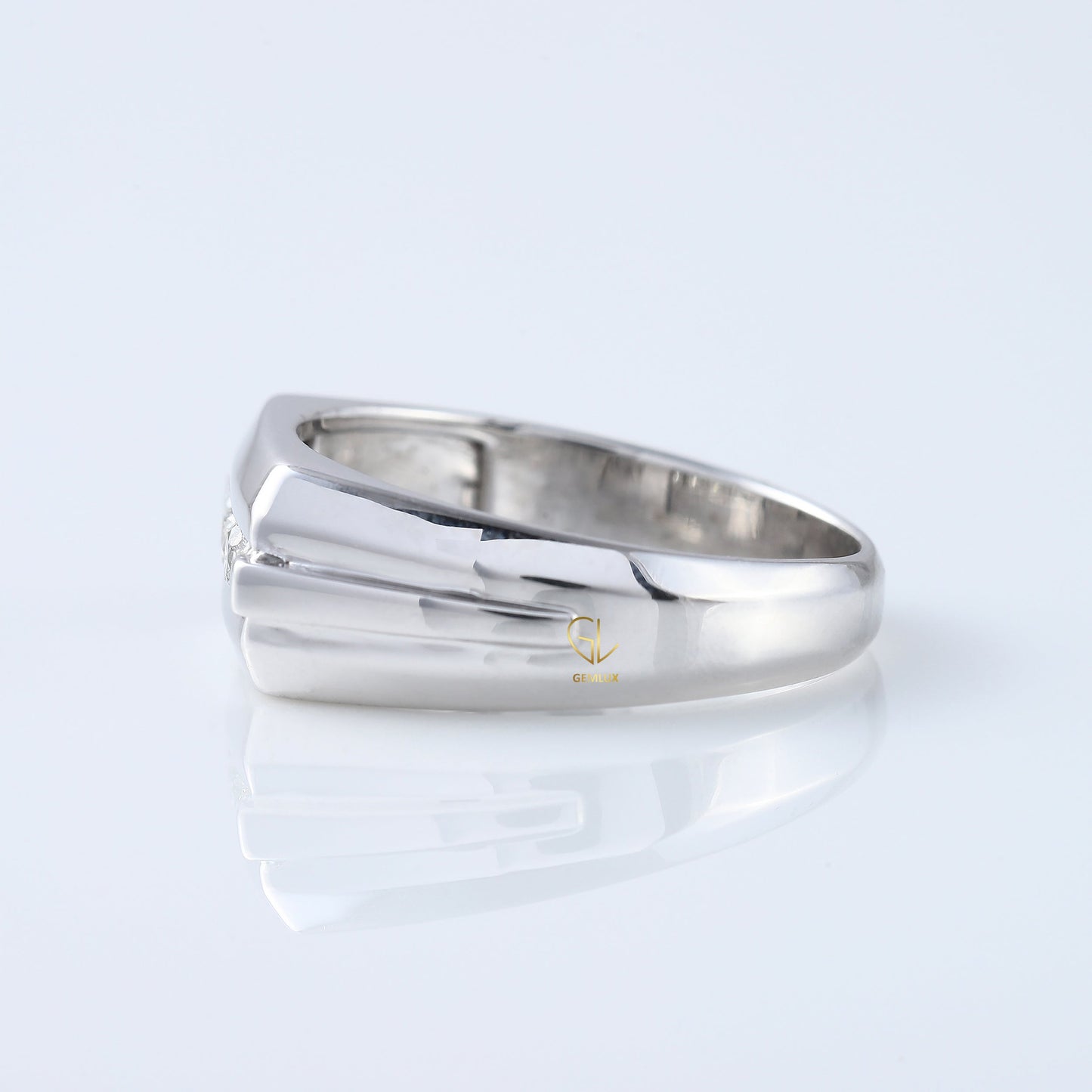 Five Stone Round Moissanite Channel Set Men's Engagement Ring