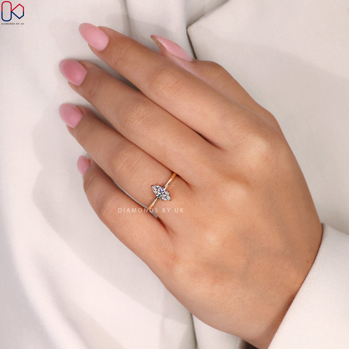 Marquise Diamond Ring In Yellow Gold