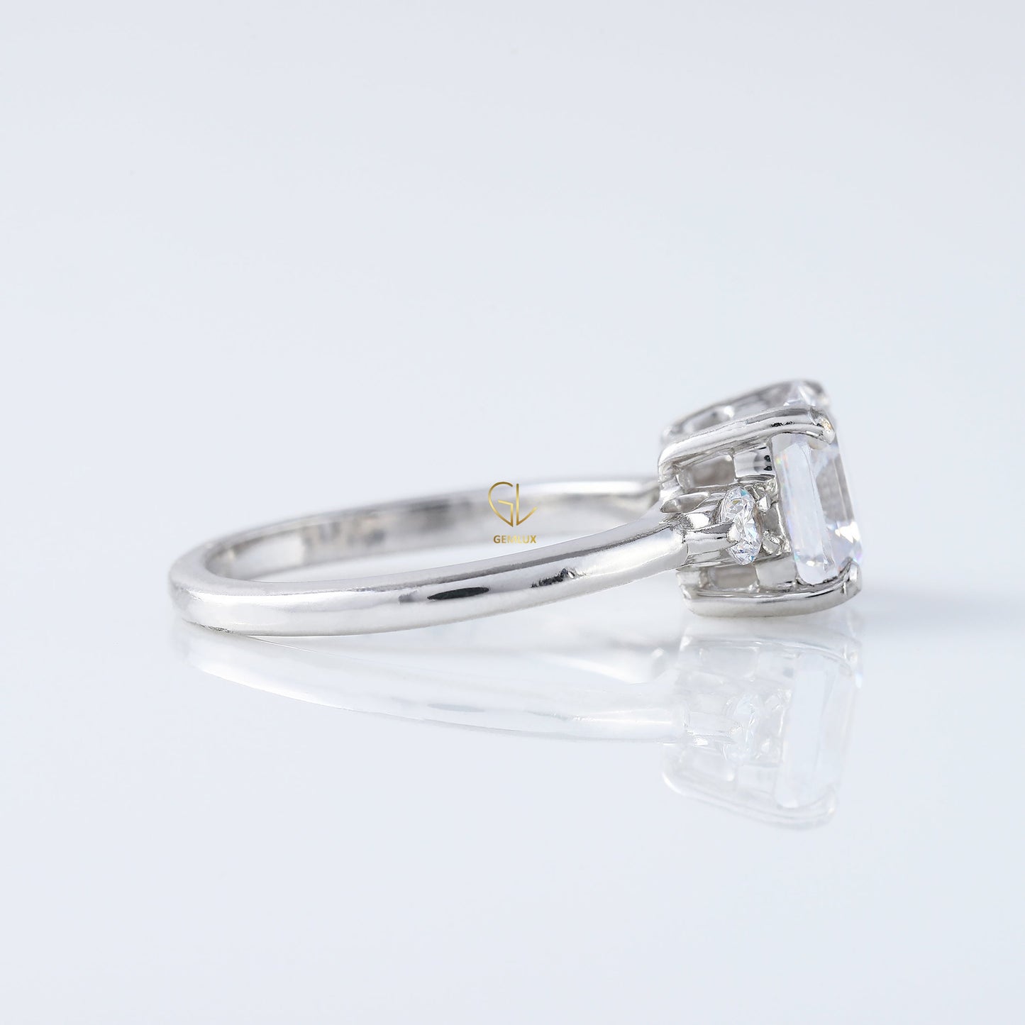 Trilogy 1.5 Ct Asscher Cut Lab Grown Three Stone Engagement Ring