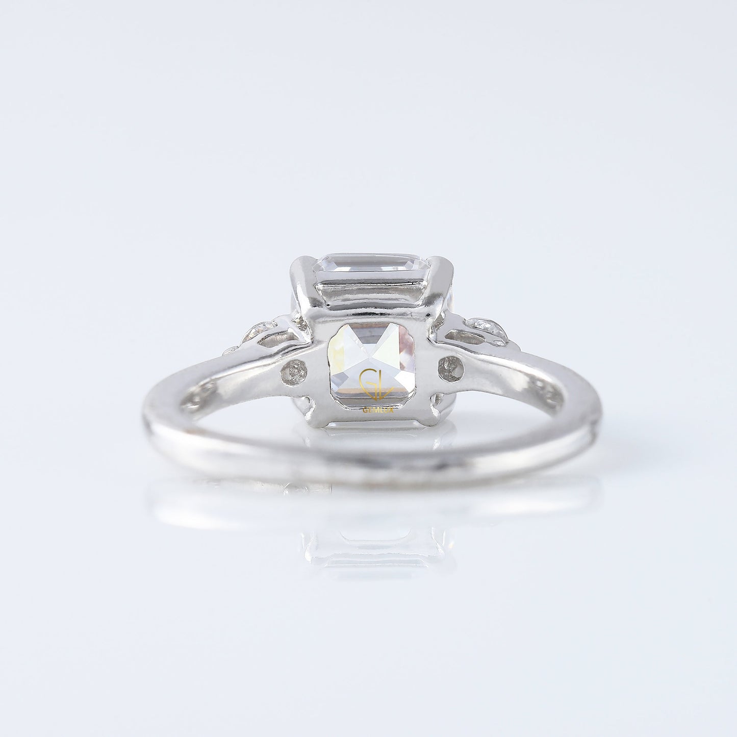 Trilogy 1.5 Ct Asscher Cut Lab Grown Three Stone Engagement Ring