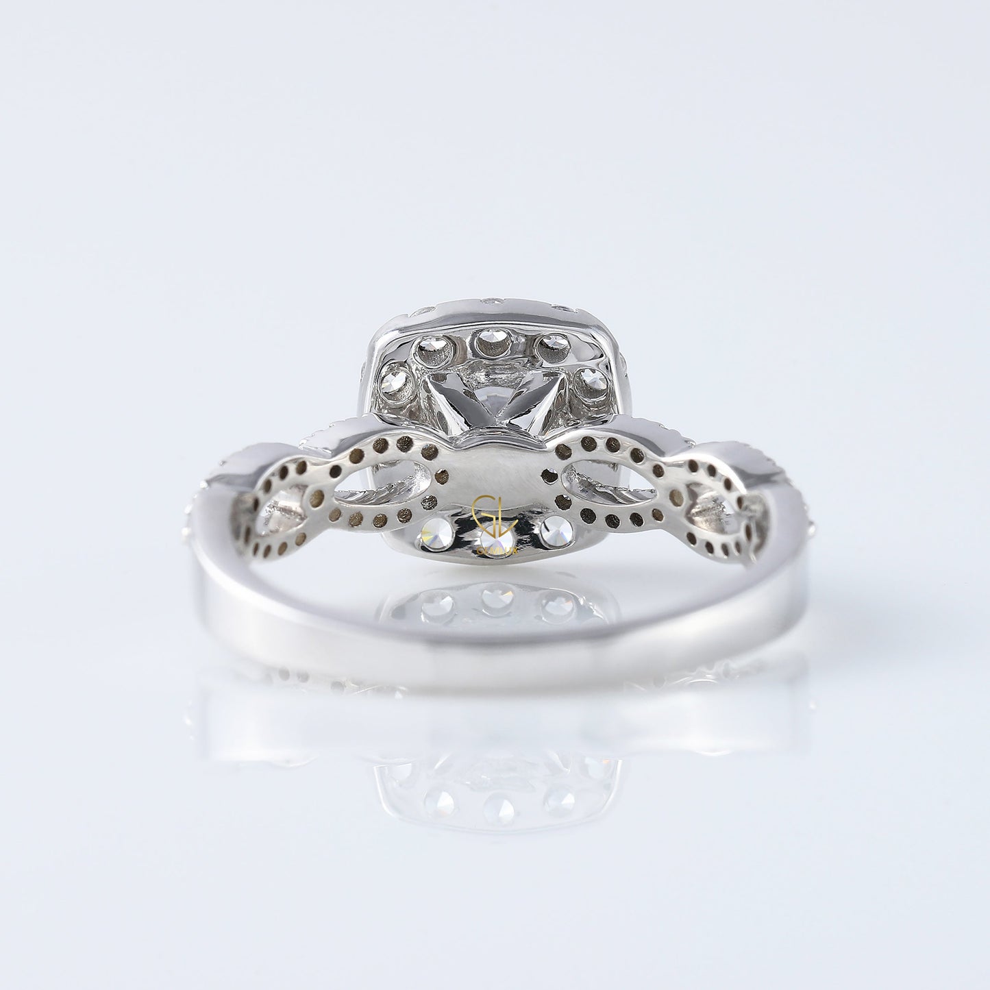 Twisted 1 Ct Round Cut Lab Grown Halo Infinity Shank Engagement Ring