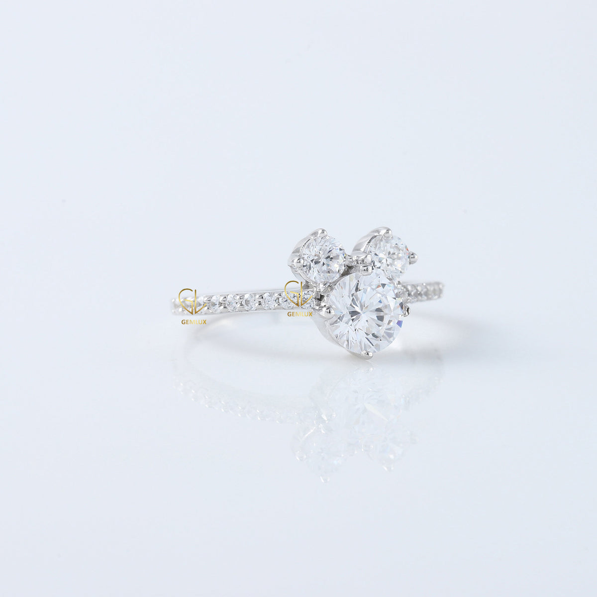 Fairy Tale Three Stone Lab Grown Diamond Mickey Mouse Ring