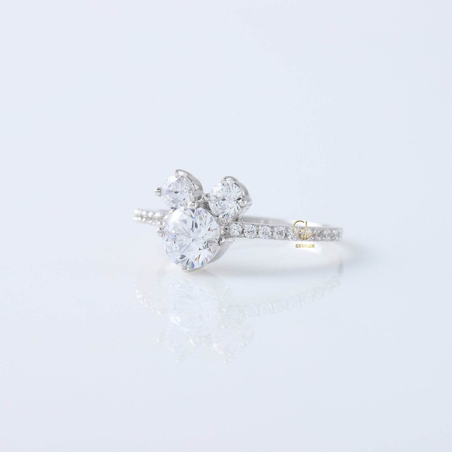 Fairy Tale Three Stone Lab Grown Diamond Mickey Mouse Ring