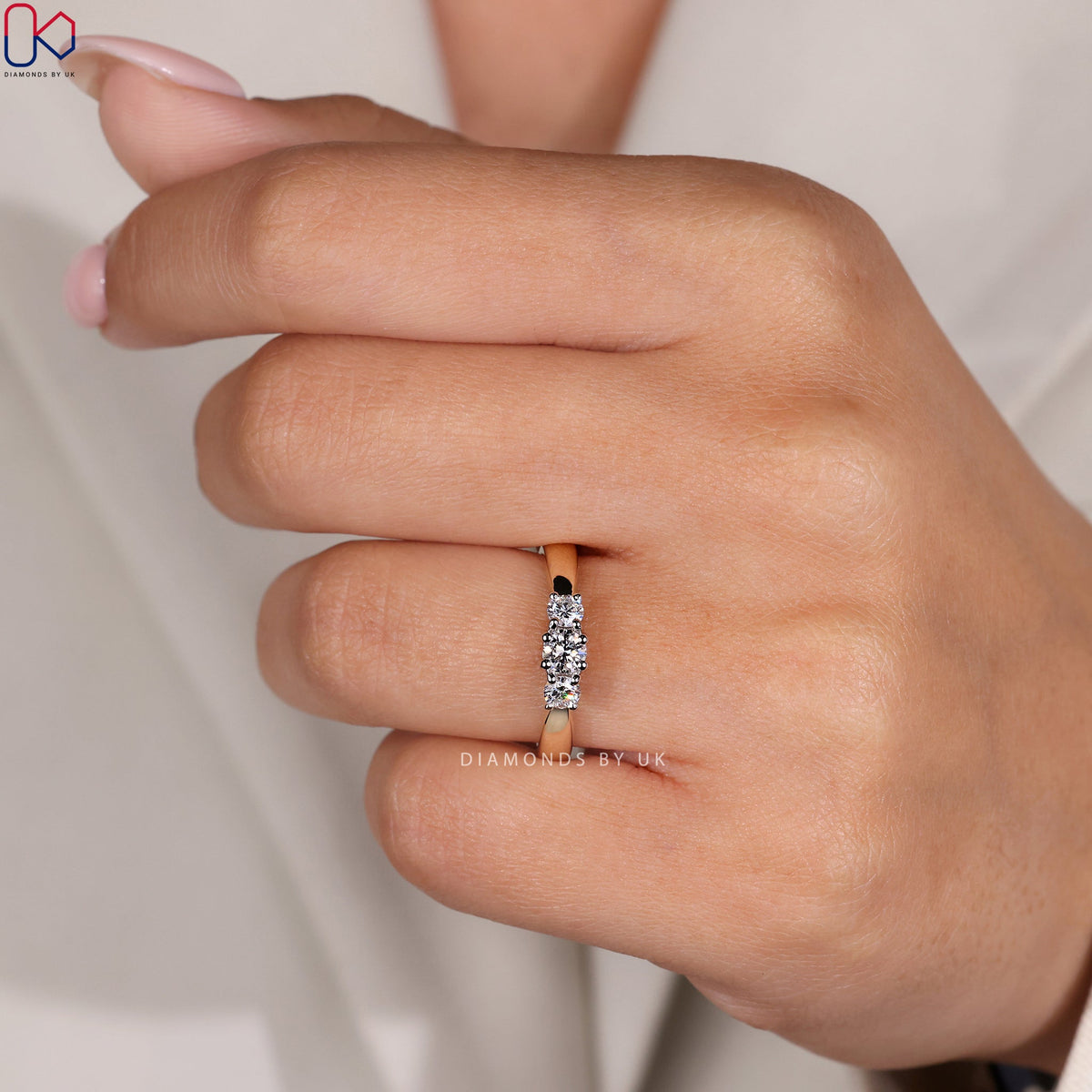 Round Cut 3 Diamond Engagement Ring