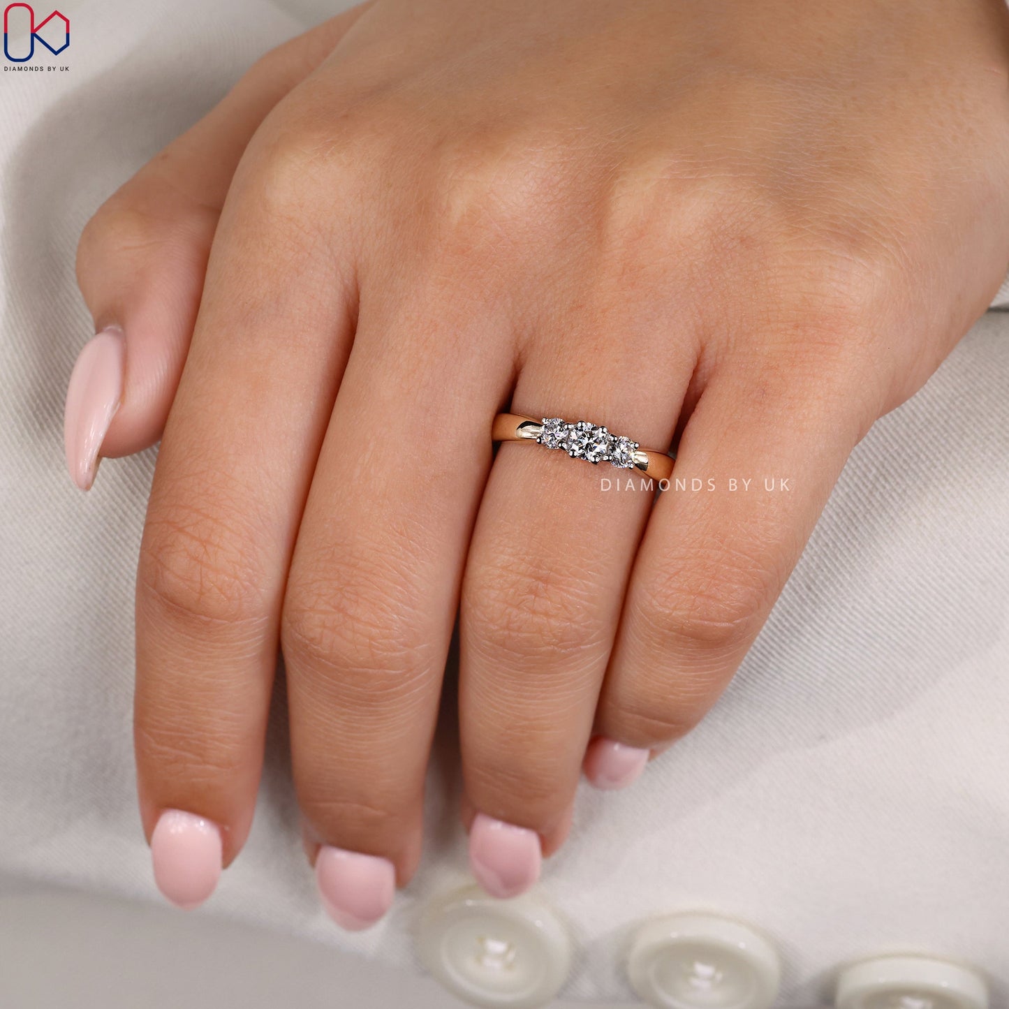 Round Cut 3 Diamond Engagement Ring