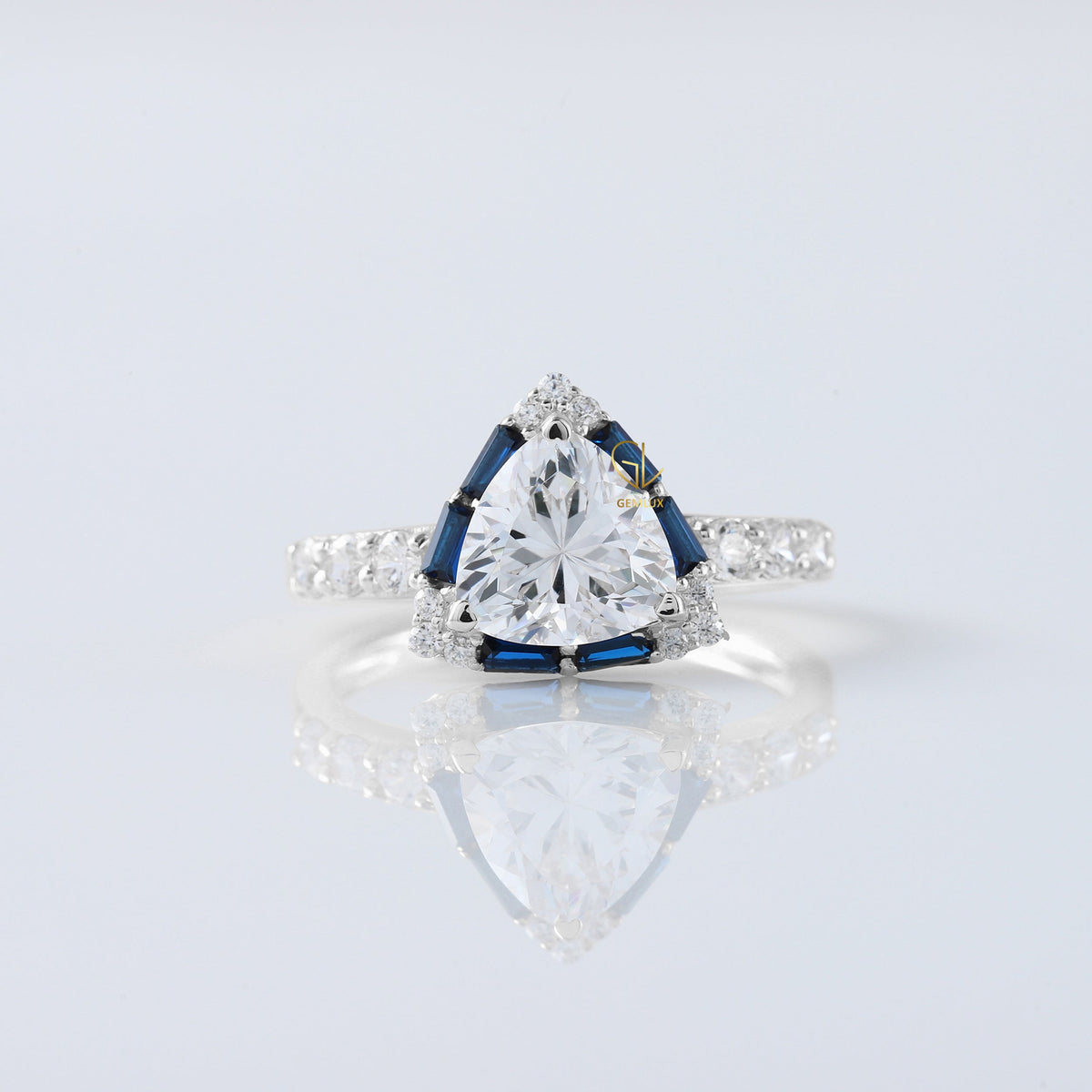 Trillion Cut Lab Grown Diamond Halo Ring