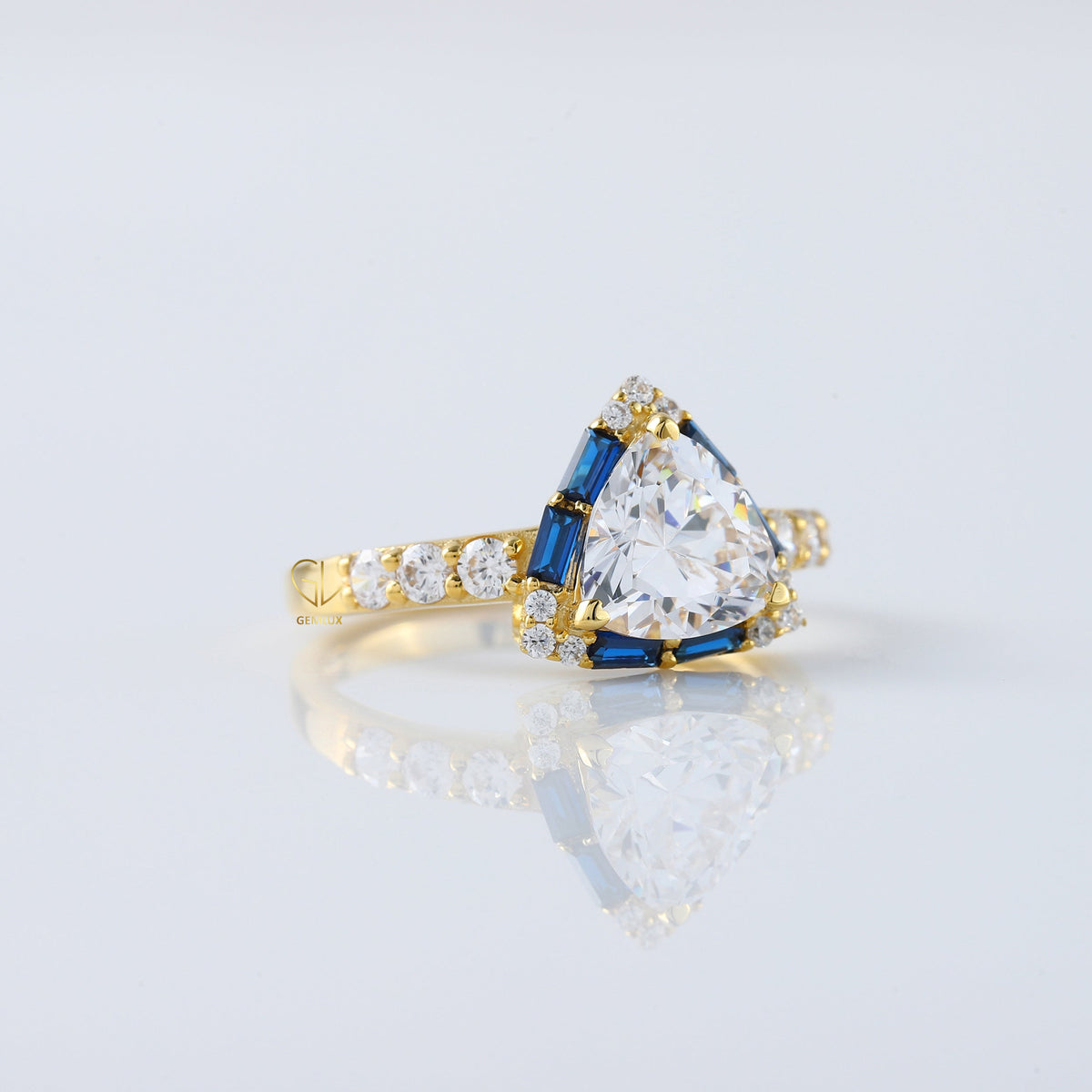 Trillion Cut Lab Grown Diamond Halo Ring