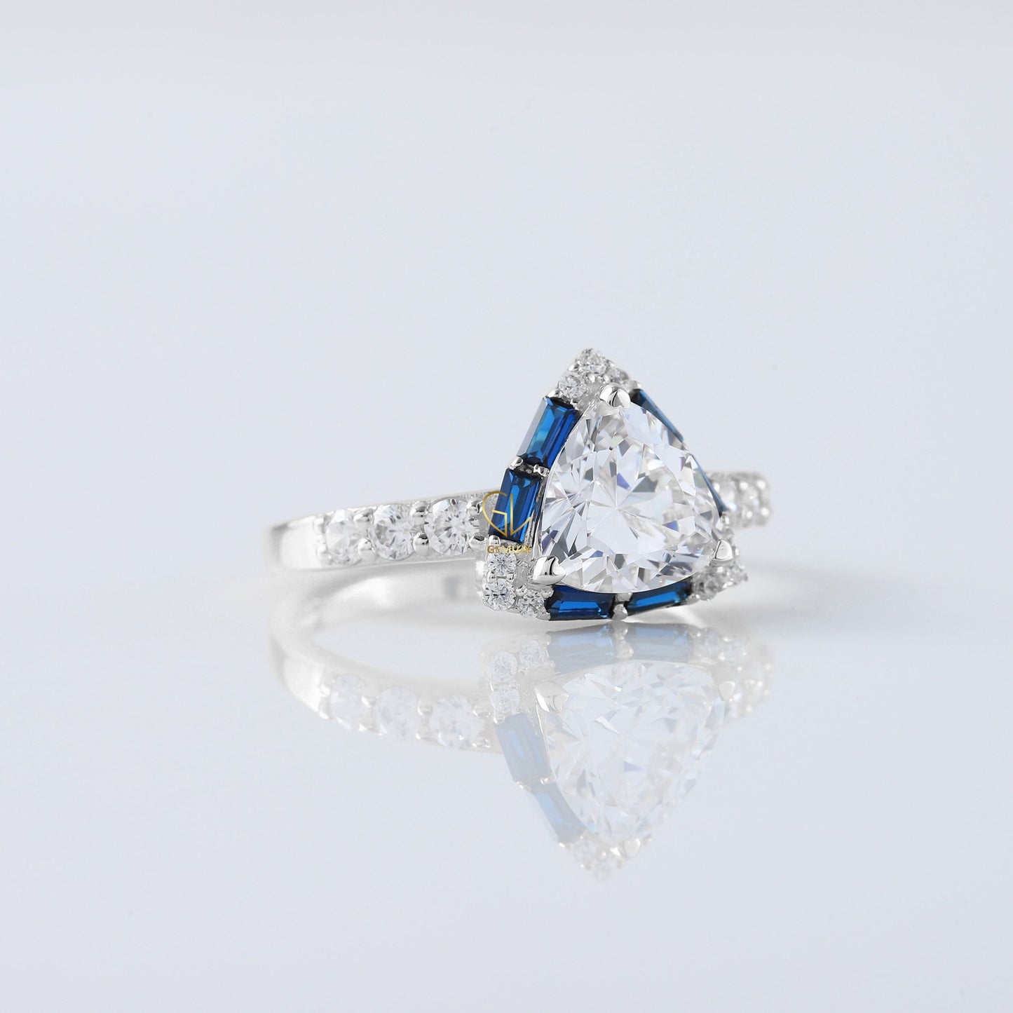 Trillion Cut Lab Grown Diamond Halo Ring