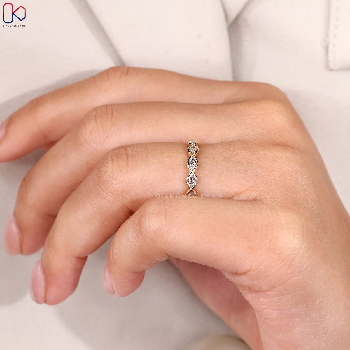 Bezel Set Eternity Marquise Diamond Wedding Band