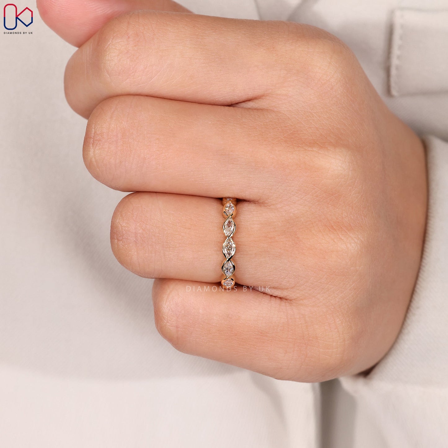 Bezel Set Eternity Marquise Diamond Wedding Band
