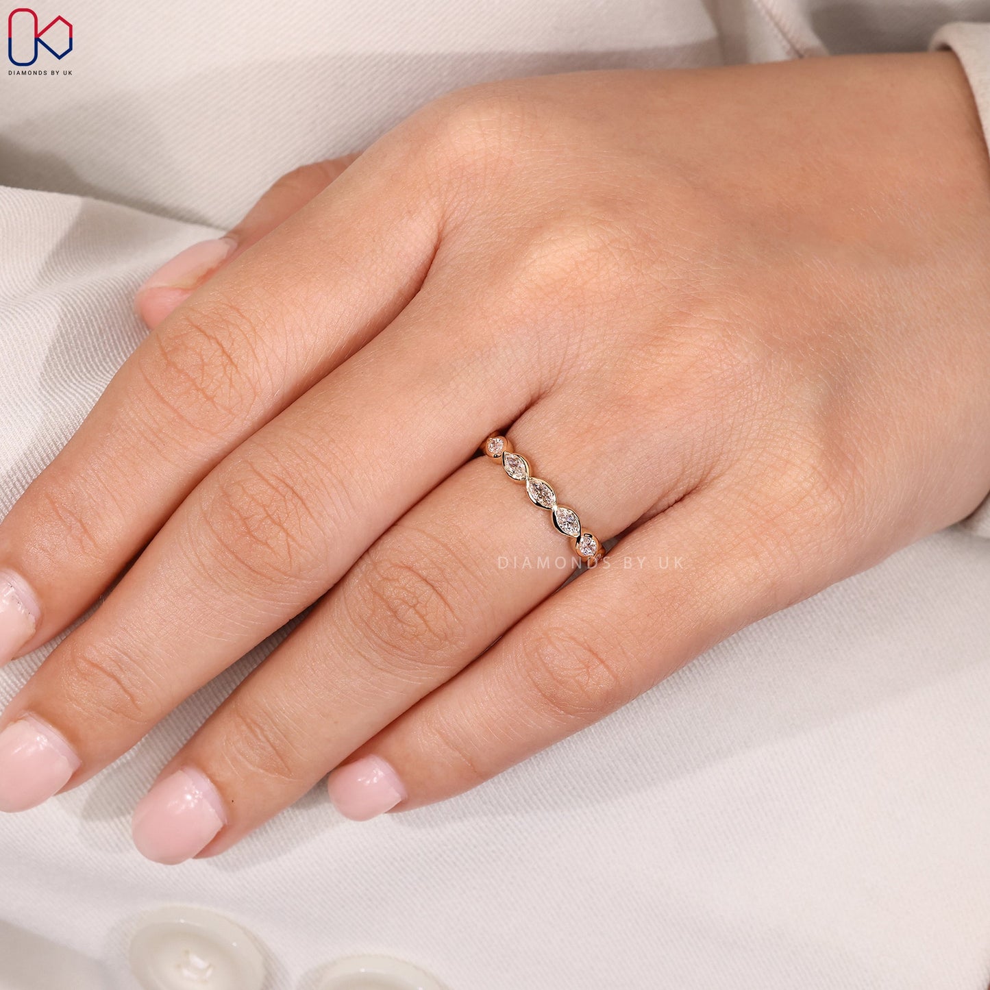 Bezel Set Eternity Marquise Diamond Wedding Band