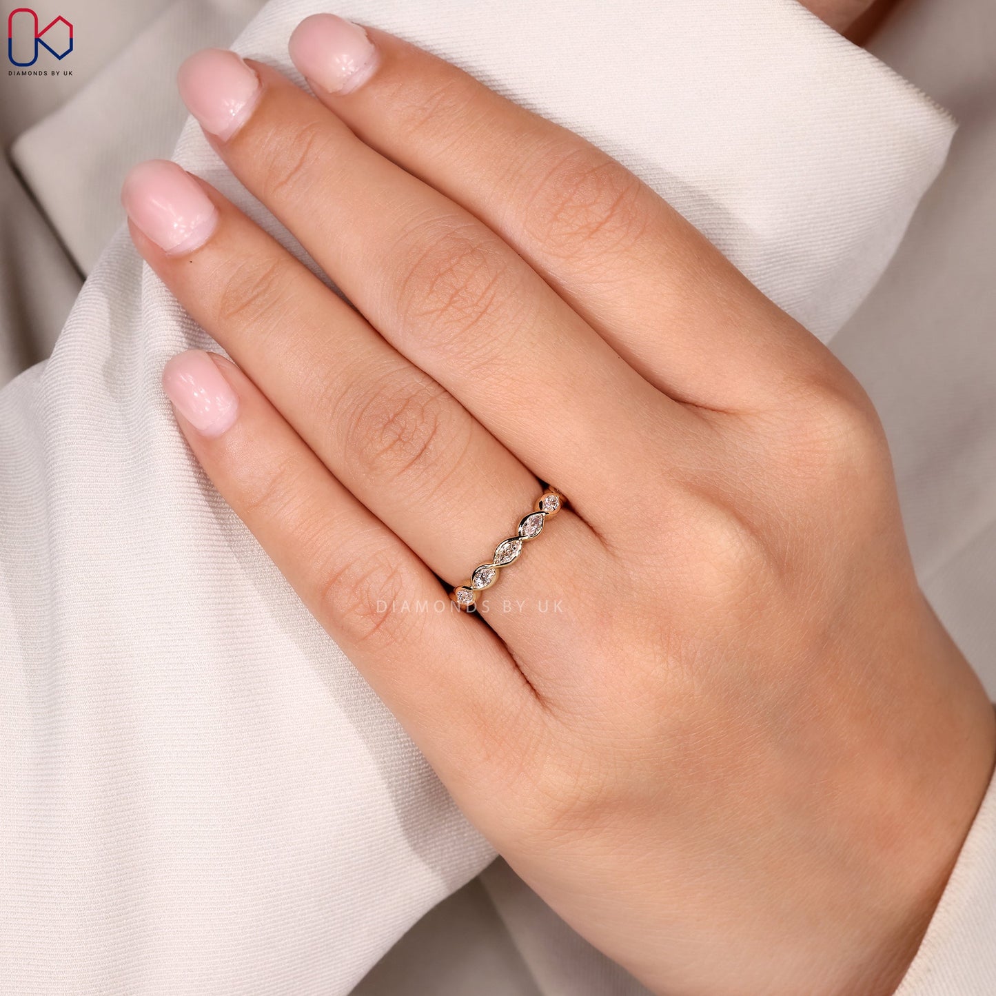 Bezel Set Eternity Marquise Diamond Wedding Band
