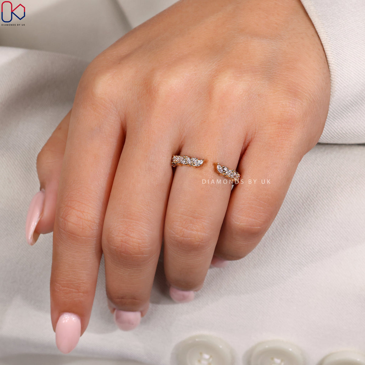 Open Gap Wedding Band In Marquise And Round Diamond