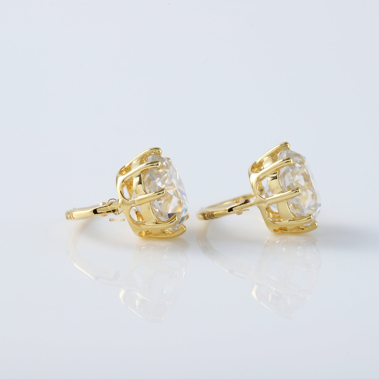 Old European Round Cut Moissanite Drop Earrings