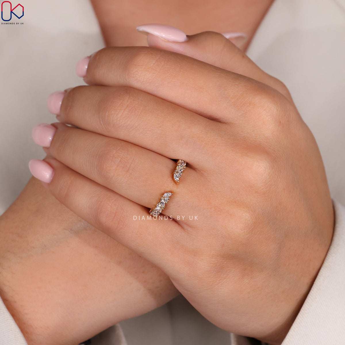 Open Gap Wedding Band In Marquise And Round Diamond
