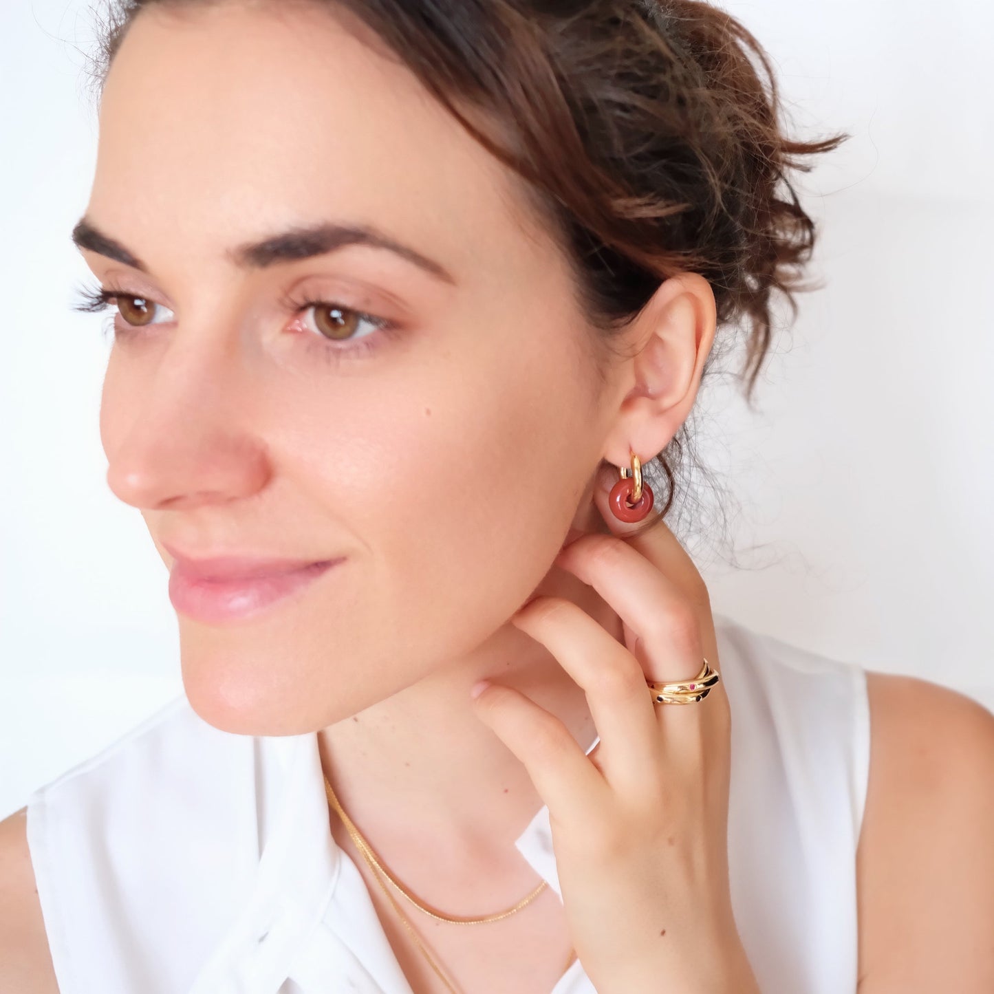 Carnelian Hoop Earrings