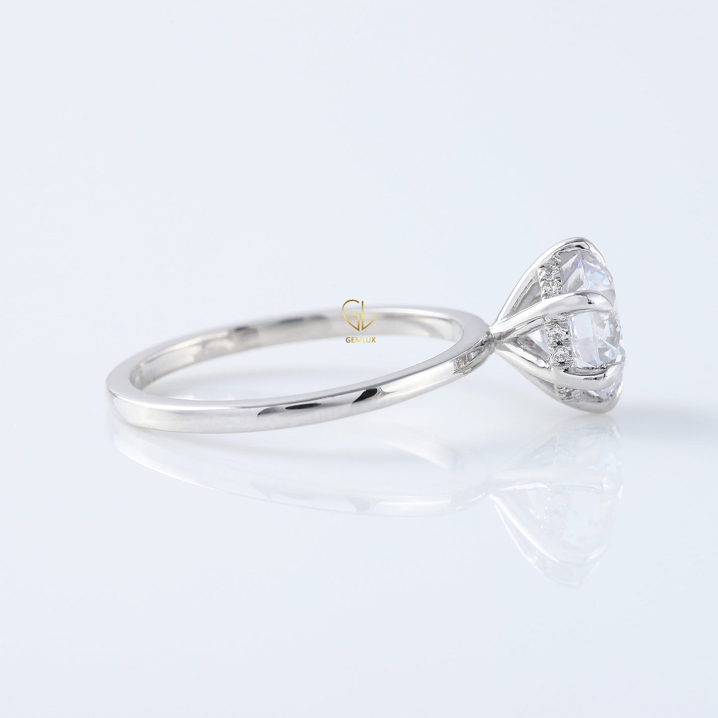 Round Moissanite Diamond Hidden Halo Solitaire Ring