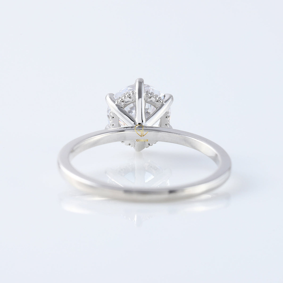 Round Moissanite Diamond Hidden Halo Solitaire Ring