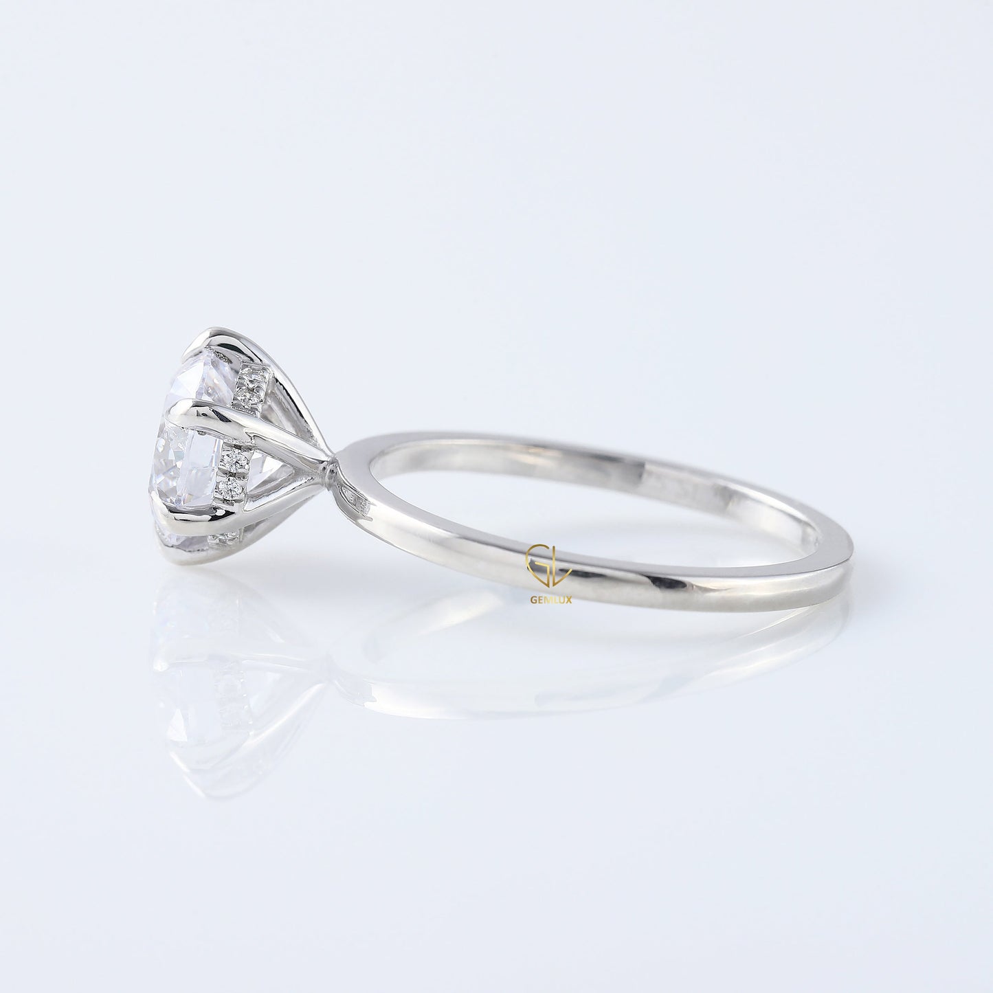 Round Moissanite Diamond Hidden Halo Solitaire Ring