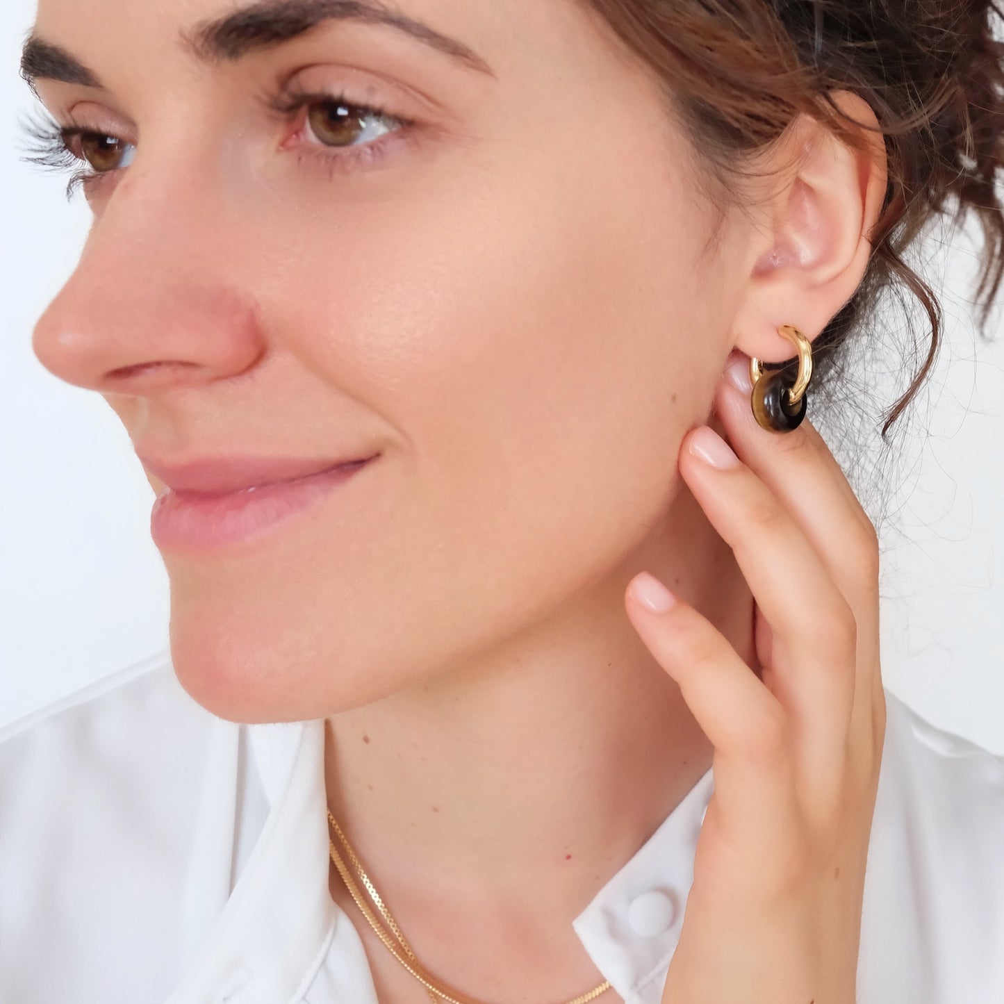 Tigers eye hoop earrings