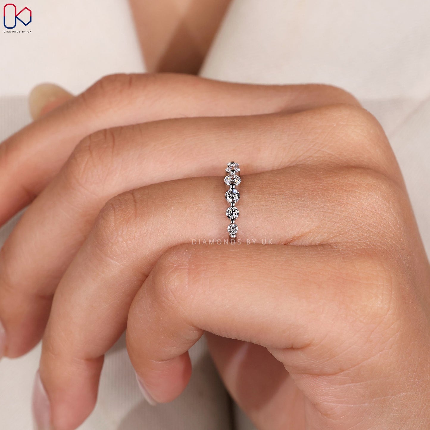 White Gold Round Diamond Half Eternity Band