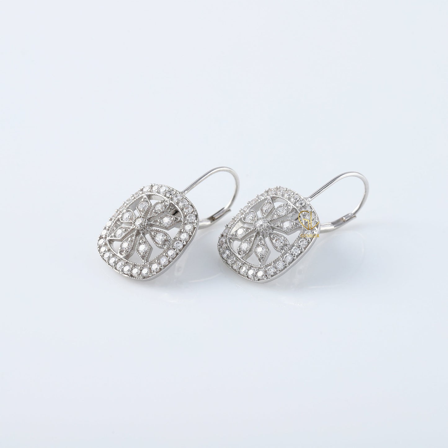 Floral Design Lab Grown Vintage Art Deco Antique Earrings